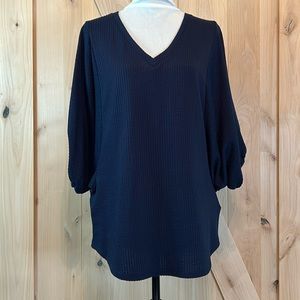LULAROE Renee Ballon Sleeve Top in Navy 1468